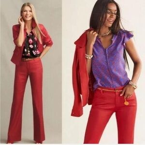 Cabi Red Valentine Linen Blend Jacket Blazer Size Medium Shoulder Pads 5472